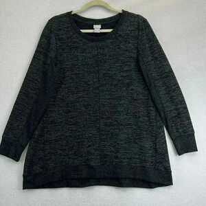 Chico’s Zenergy Pullover Tunic Sweater Size 12/14 (Chico’s 2) Heathered Black